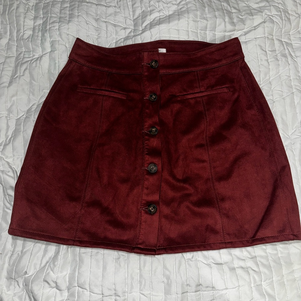 Maurices Deep Red Button-Up Mini Skirt